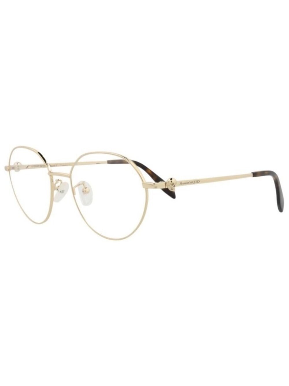 New Alexander McQueen Unisex Round/Oval Gold Gold Transparent Fashion Designer E